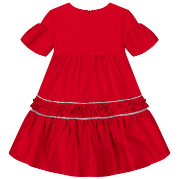 Girls Red Embellished Dress